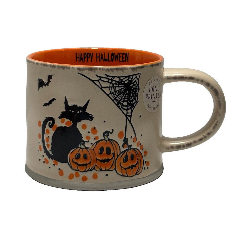 ELI + ANA BRIXTON Jack-o'-Lanterns Cat Happy Halloween Handmade Ceramic Mug